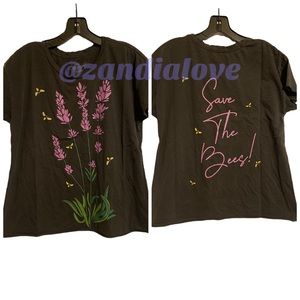 New Midnight Rider Floral save the bees cut off tee shirt sz Small